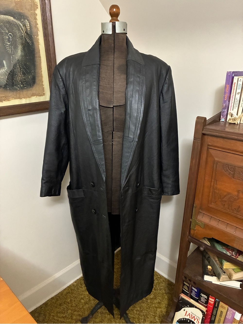 Vintage OutBrook Black Leather Long Coat